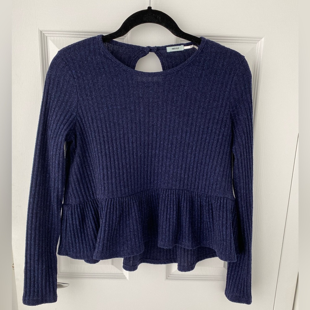 Kimchi Blue Sparkly Festive Holiday Peplum Fall Winter Sweater Small